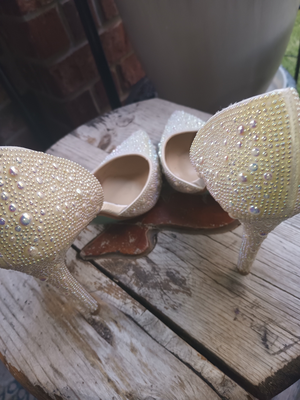 Betsey Johnson Pearl-Embellished Cream Pointed-Toe Pumps - Picture 4 of 7
